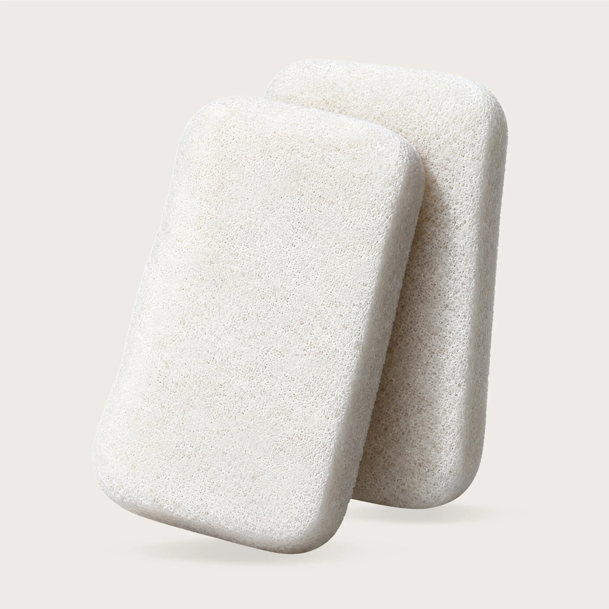 Konjac Body Sponge: two white konjac body sponges