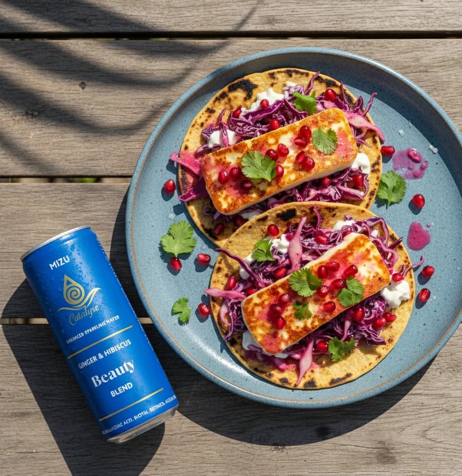 Ginger-Hibiscus Halloumi with Pink Slaw Recipe – image 1