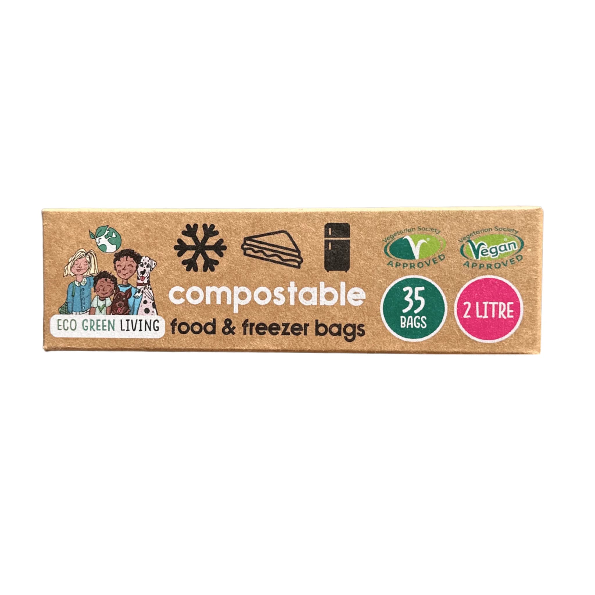 2 Litre Certified Compostable Food & Freezer Bags (35 bags)