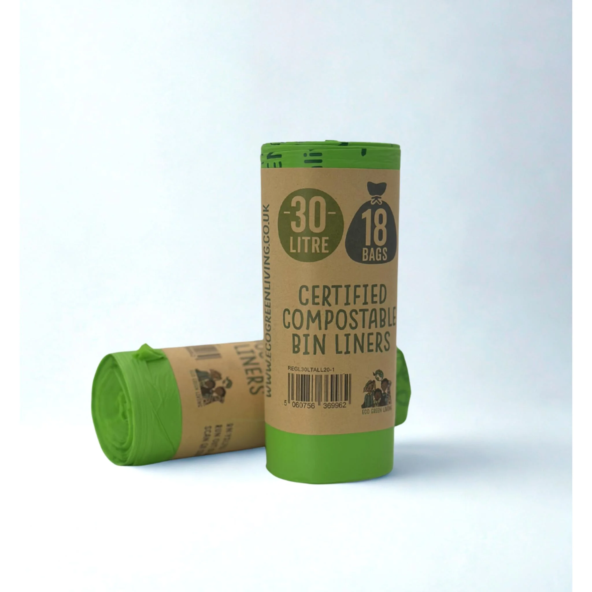 30 Litre Compostable Waste Bags | 1 Roll of 18 Bags | Eco Green Living