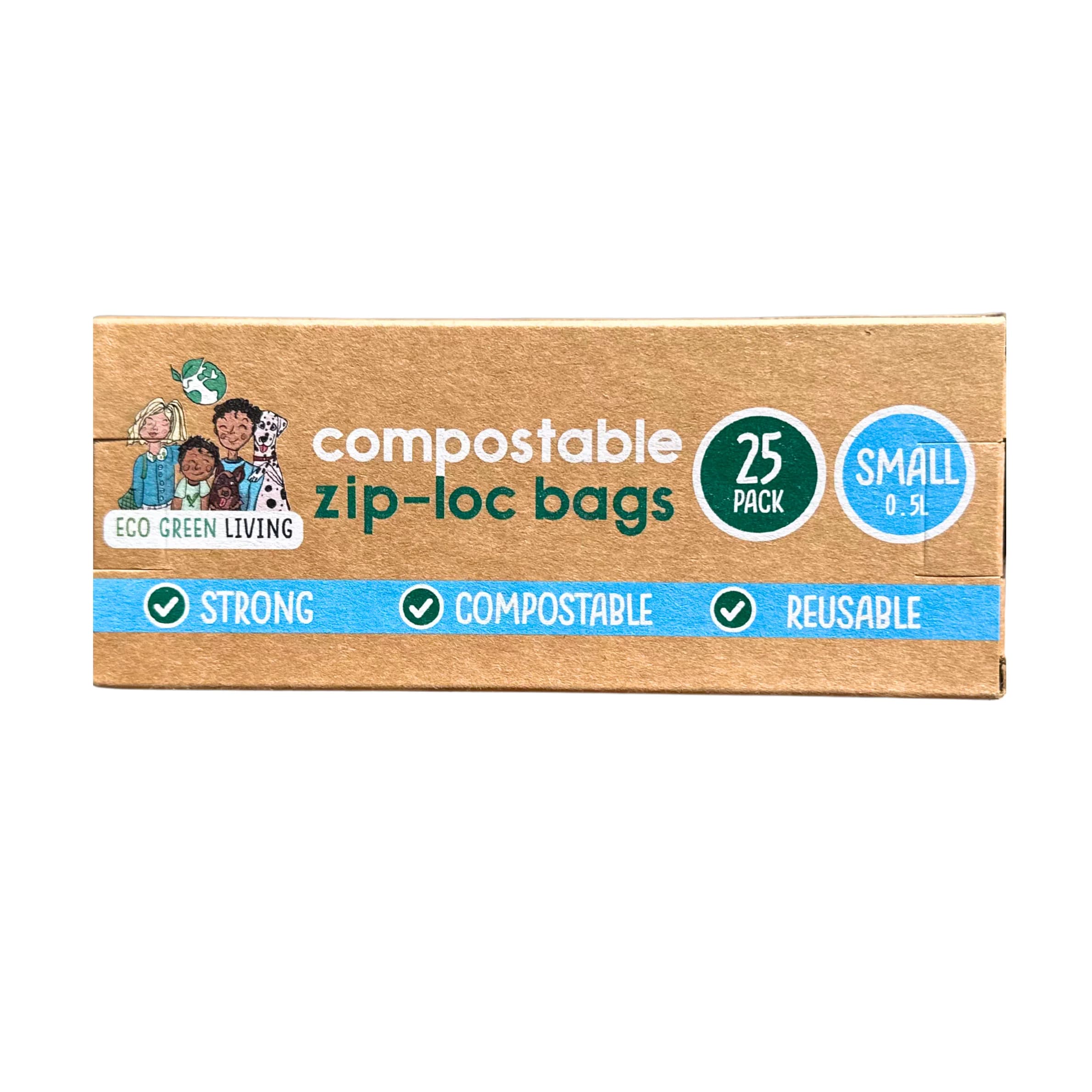 Compostable Resealable Zip Lock Bags Small | 0.5 Litre (25 bags)