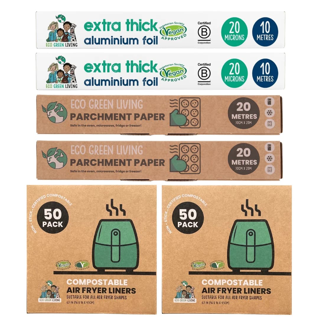 Recycled Foil, Compostable Parchment Paper, and Air Fryer Liners Bundle – image 1