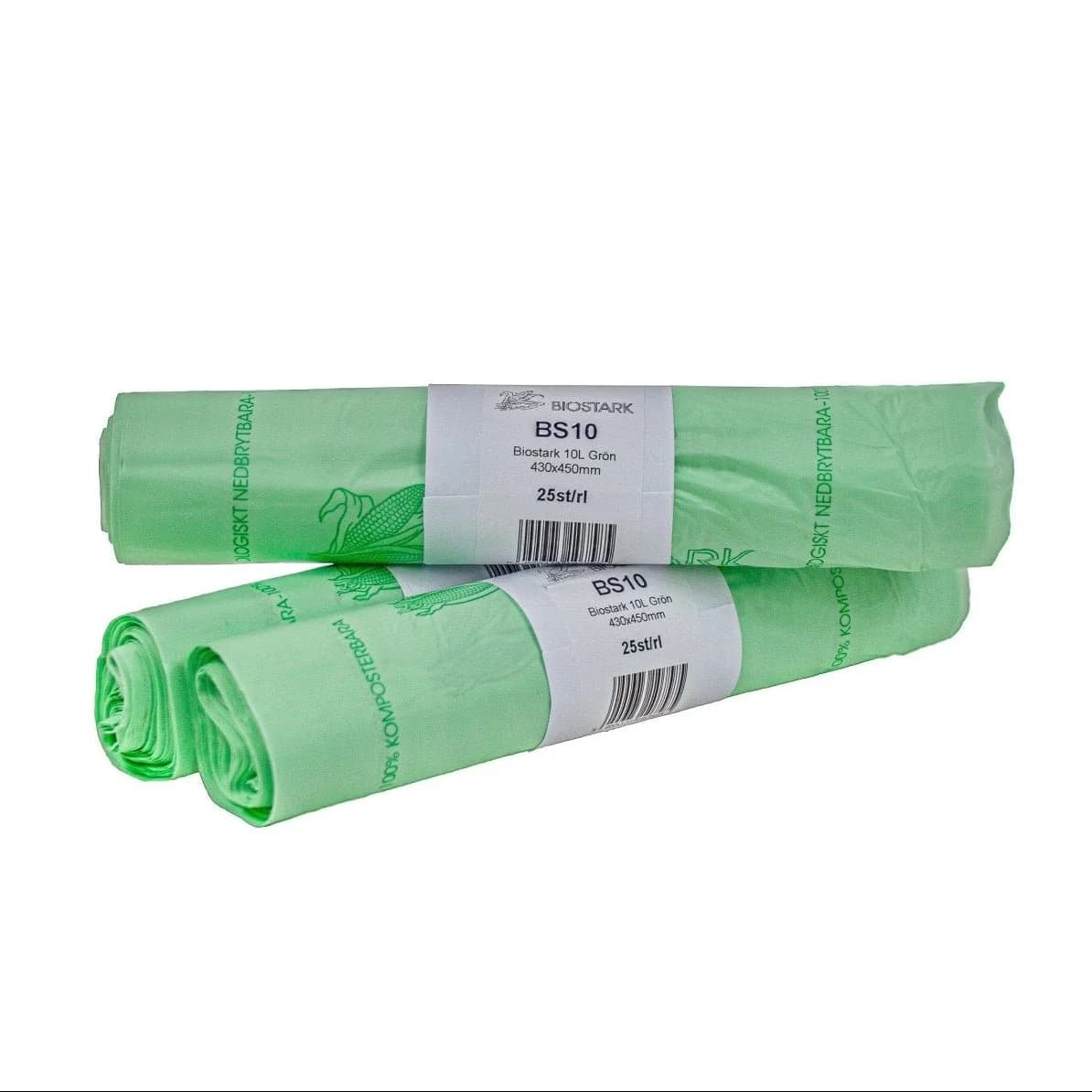 Six rolls of 10L compostable catering bags, 25 bags per roll