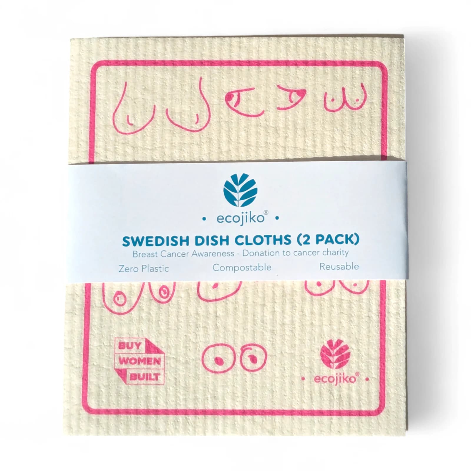 Swedish Dish Cloths | Breast Cancer Awareness Dish Cloths (2 pack) - EcoGreenLiving