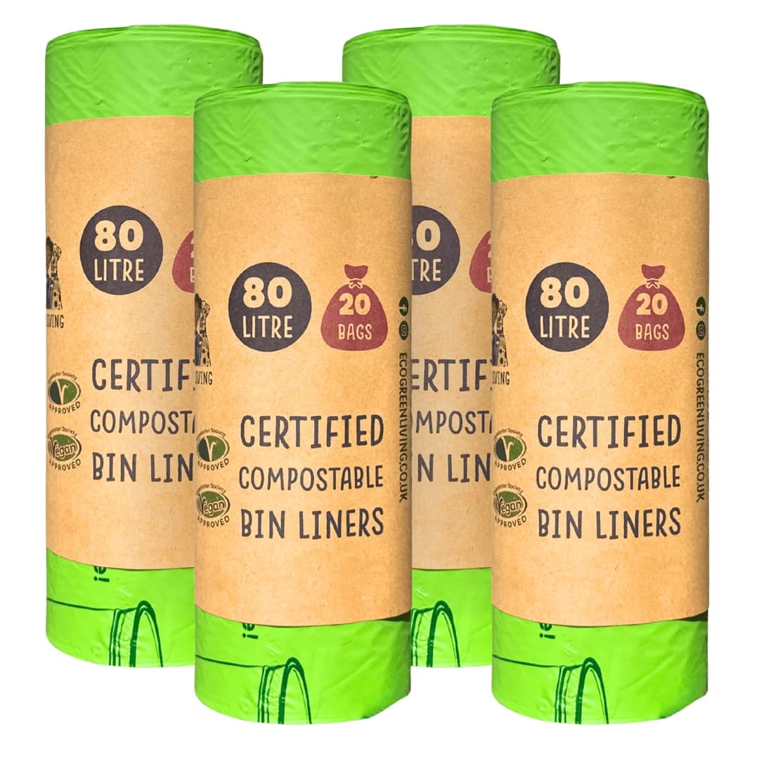 80L Bin Liners | 1 Roll of 80 Bags | Eco Green Living (4packs) - EcoGreenLiving