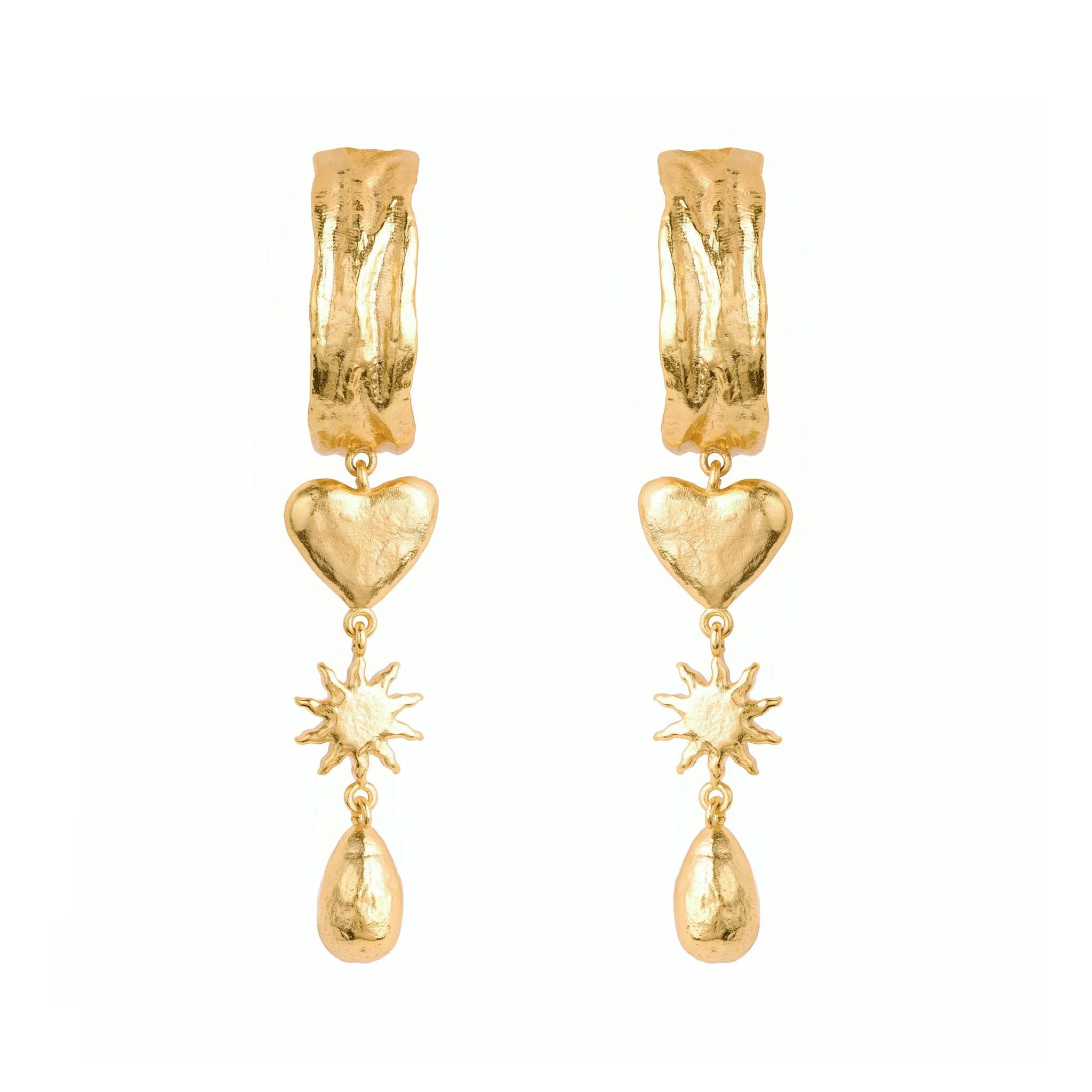 Sun, Rain and Hearts Drop Earrings