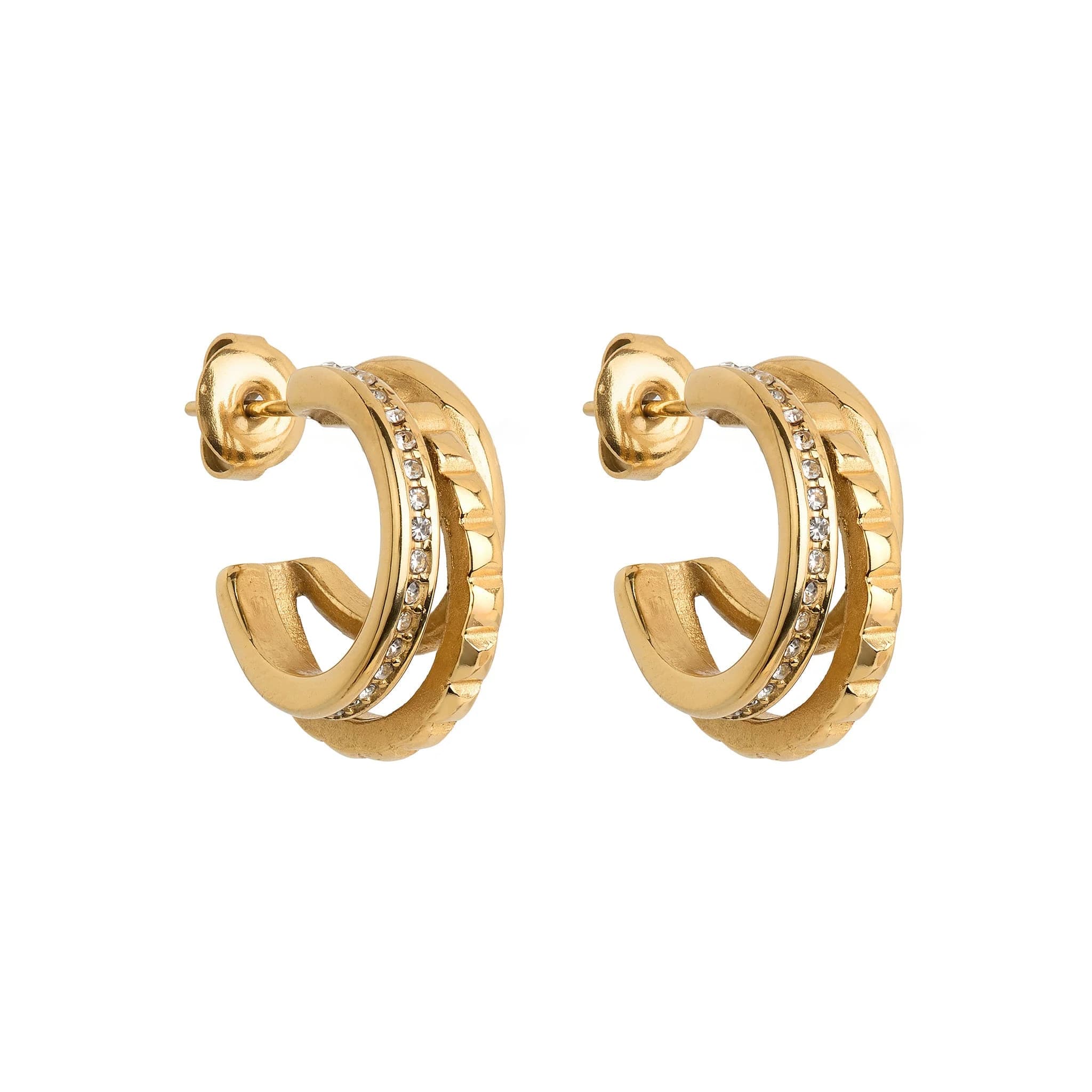 Triple Textured Hoops
