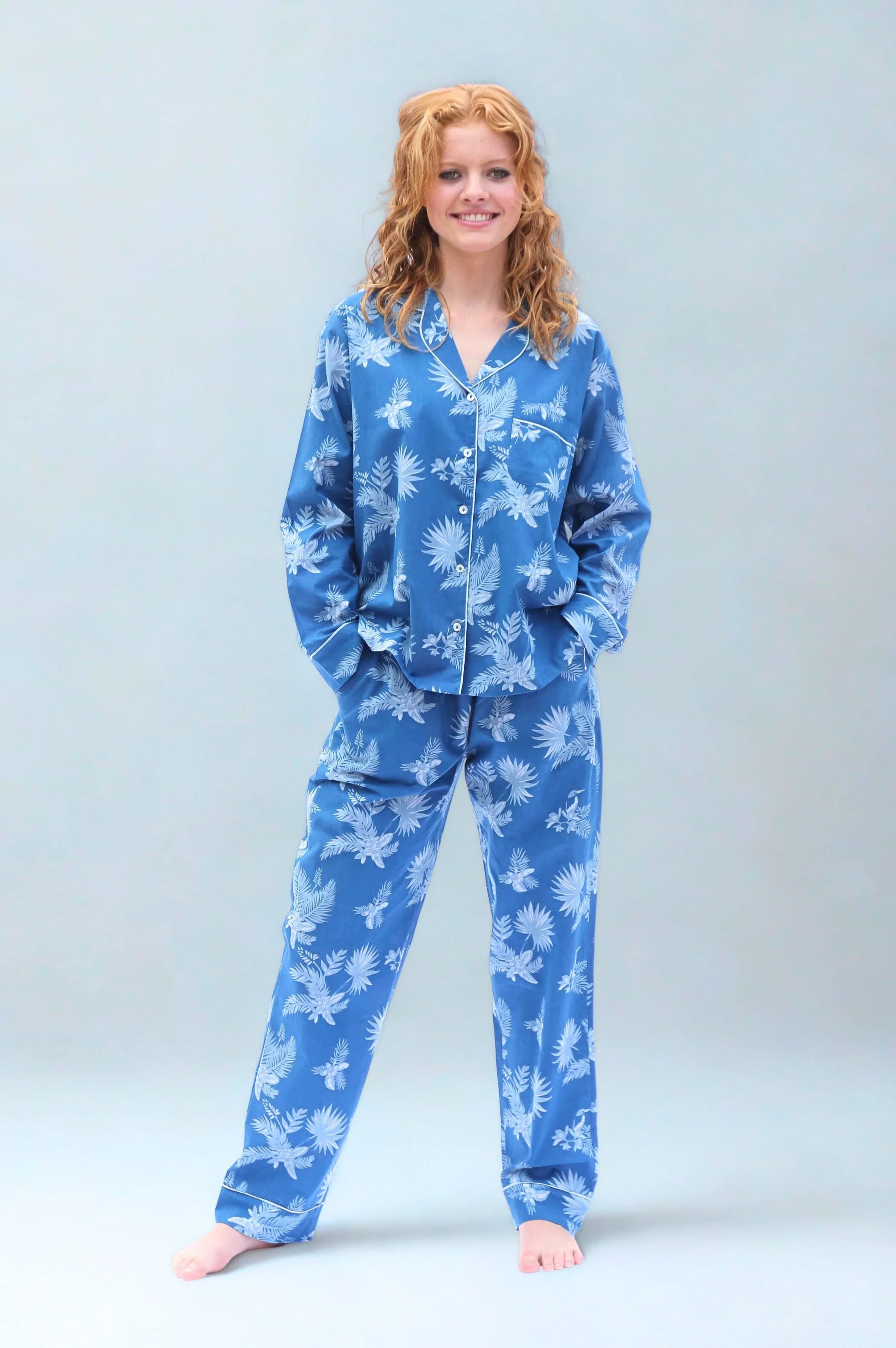 Ipanema Long Sleeve Organic Cotton Pyjama Set in Blue Print