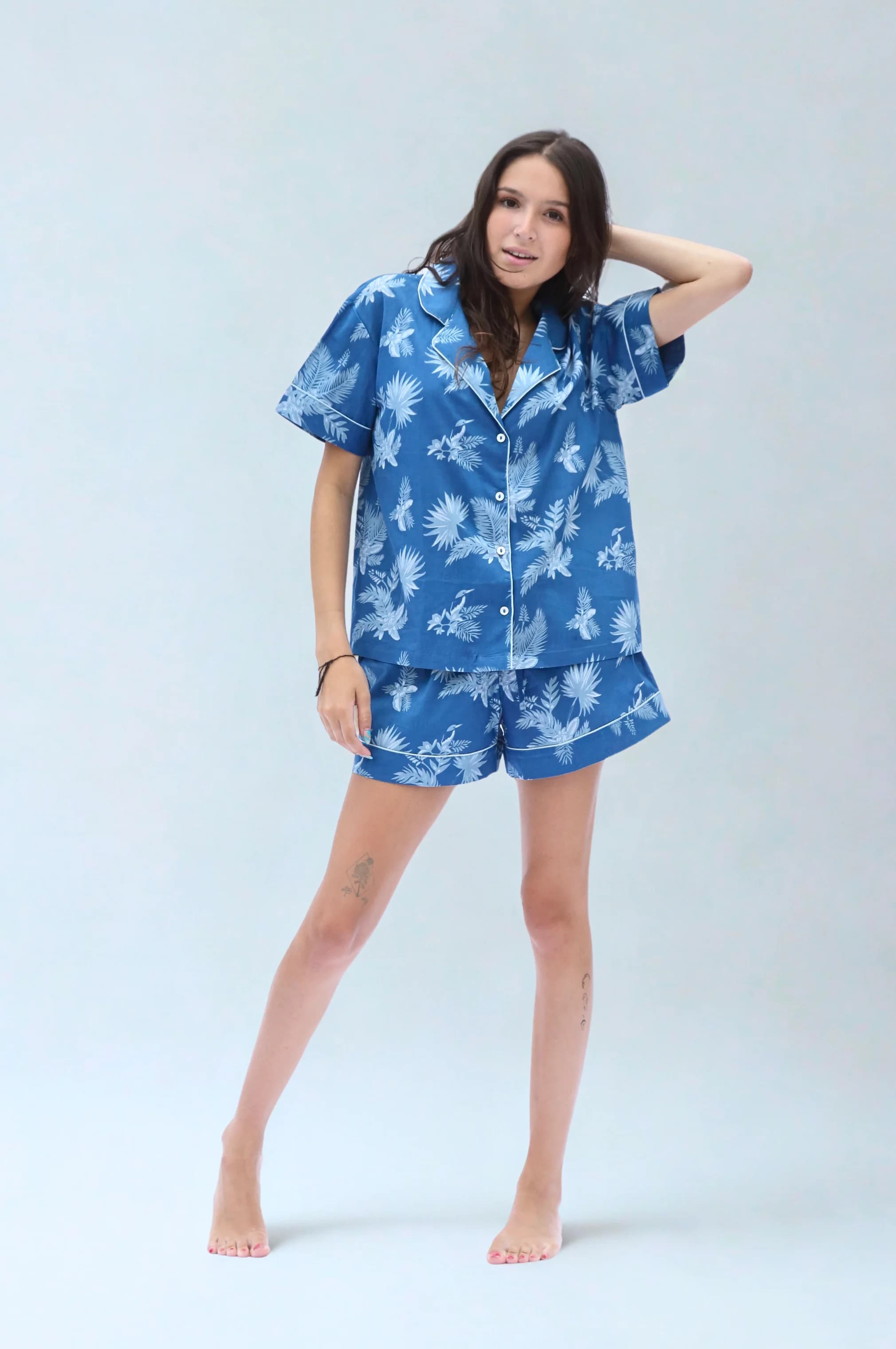 Ipanema Short Sleeve Set, Organic Cotton, Blue Print
