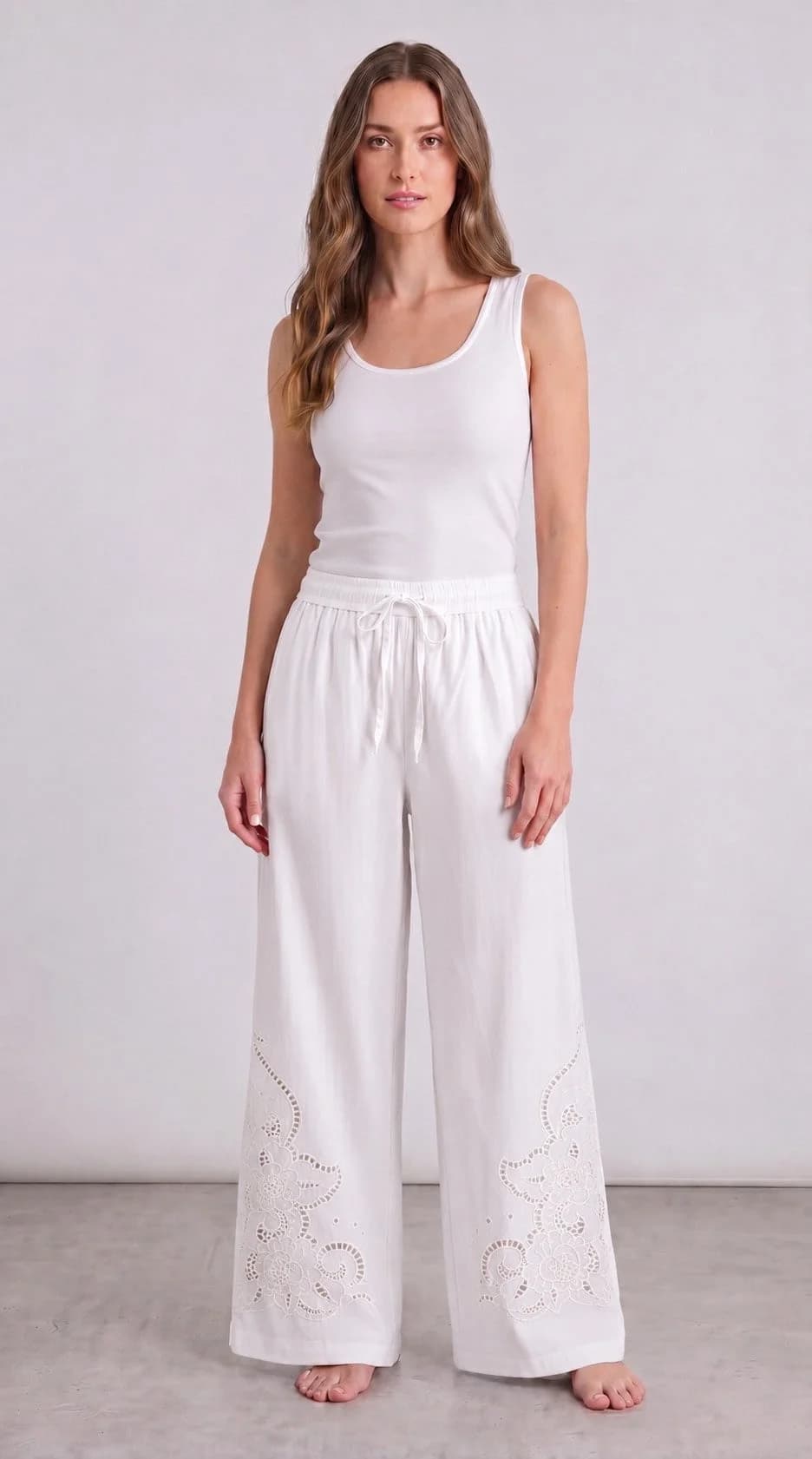 New! The Alba Trouser. Embroidered Cotton Lounge Trousers