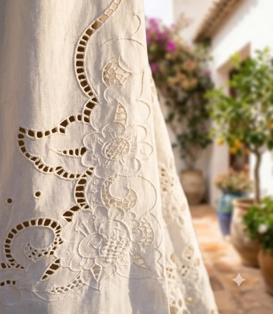 Alba Trouser. Wide Leg Embroidered Cotton Lounge Trousers